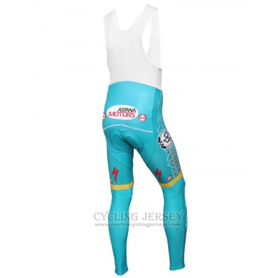 2016 Cycling Jersey Astana Light Blue and Yellow Long Sleeve and Bib Tight